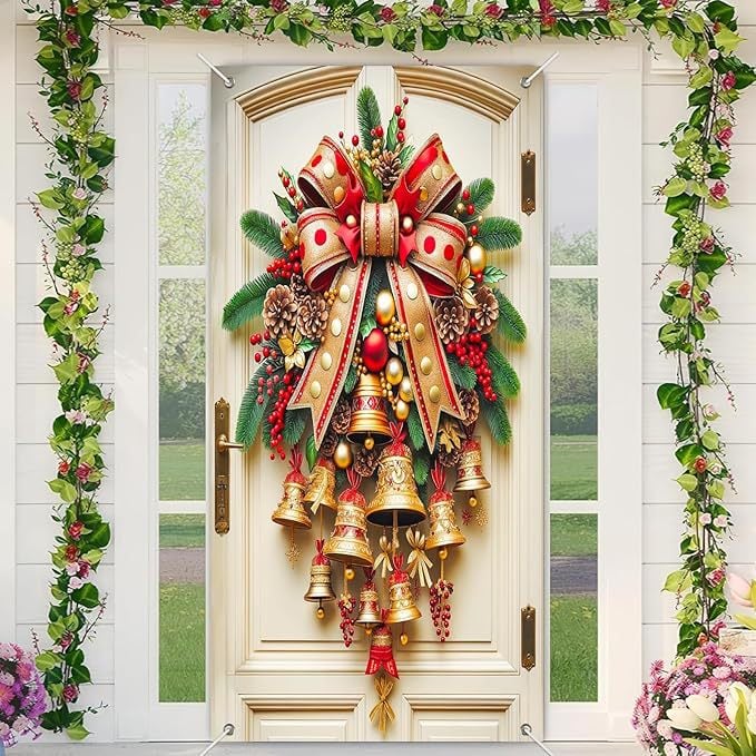 Christmas Elf Door Cover Decoration - Whimsical Holiday Door Wrap for Home, Party & Festive Decor