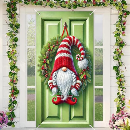 Christmas Elf Door Cover Decoration - Whimsical Holiday Door Wrap for Home, Party & Festive Decor