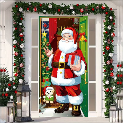 Christmas Elf Door Cover Decoration - Whimsical Holiday Door Wrap for Home, Party & Festive Decor