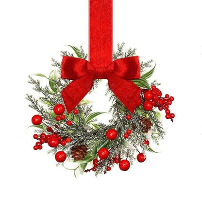 🎅Early Christmas Sale-🎄Christmas Mini Window Wreaths with Ribbon Bows & Red Berries