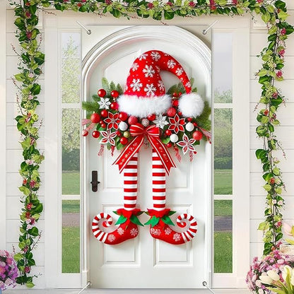 Christmas Elf Door Cover Decoration - Whimsical Holiday Door Wrap for Home, Party & Festive Decor