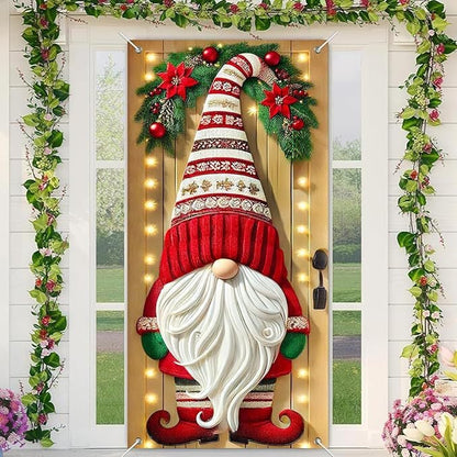 Christmas Elf Door Cover Decoration - Whimsical Holiday Door Wrap for Home, Party & Festive Decor